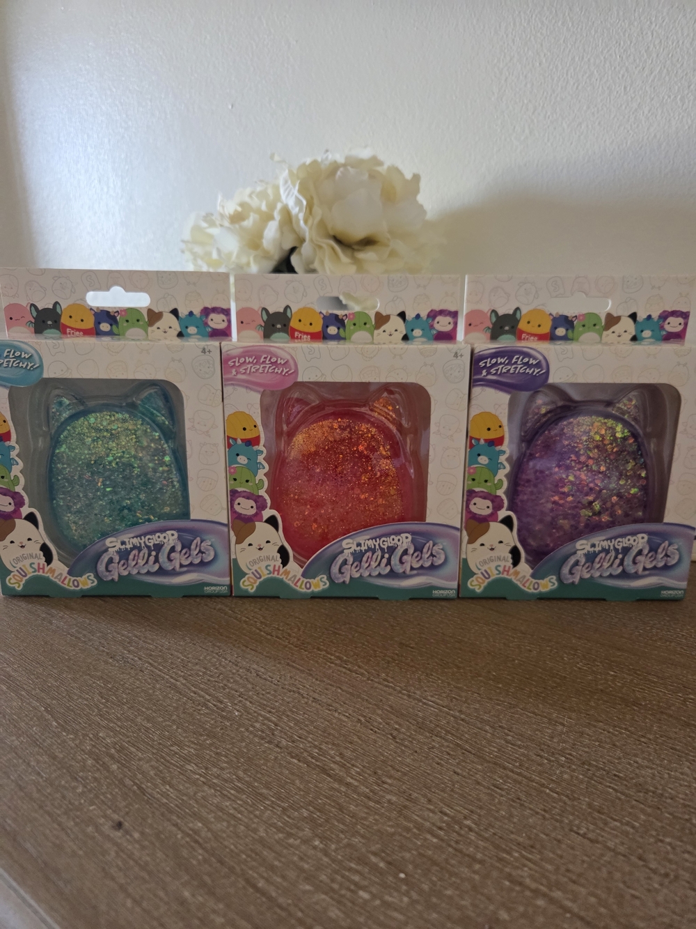 Squishmallows Gelli Gels Trio - Teal, Pink, Purple Glitter Squishy Toys-Full Set